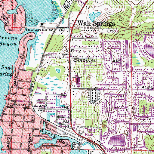 Topographic Map of Crystal Beach Plaza, FL