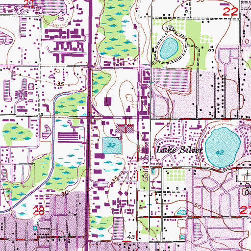 Topographic Map of Waters/Hanley Plaza, FL