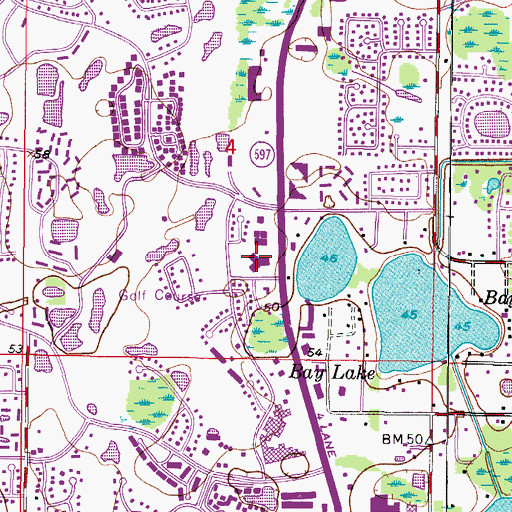 Topographic Map of The Village Center, FL