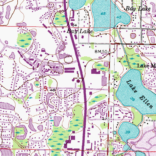 Topographic Map of Main Street Shopping Center, FL