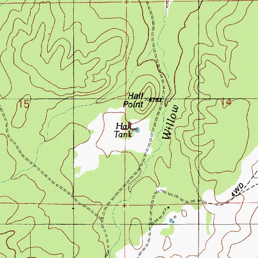Topographic Map of Hall Tank, AZ
