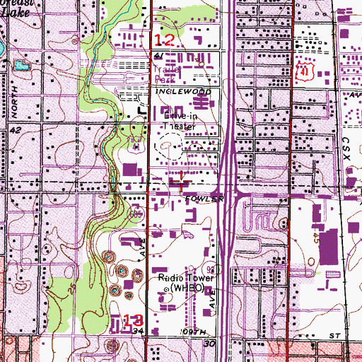 Topographic Map of West Village Commons Shopping Center, FL