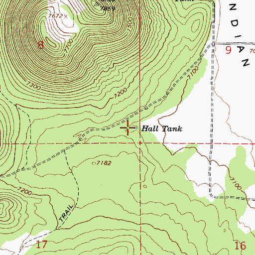 Topographic Map of Hall Tank, AZ