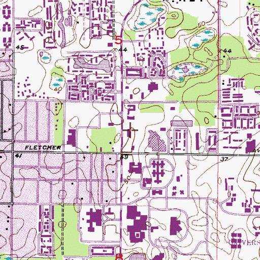 Topographic Map of Plaza Del University, FL