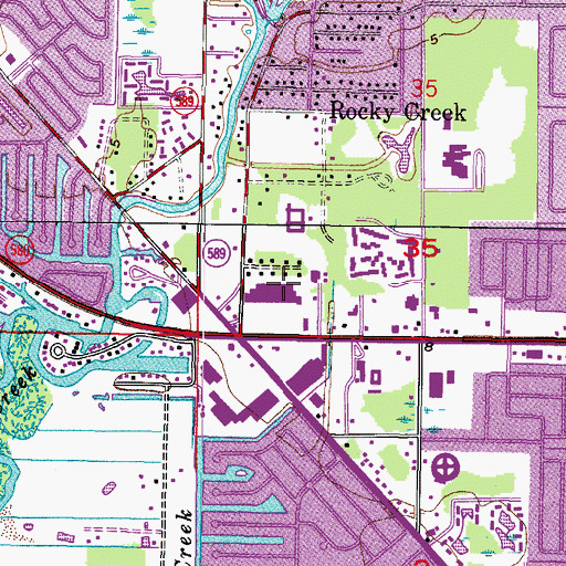 Topographic Map of Hillsborough Square Shopping Center, FL