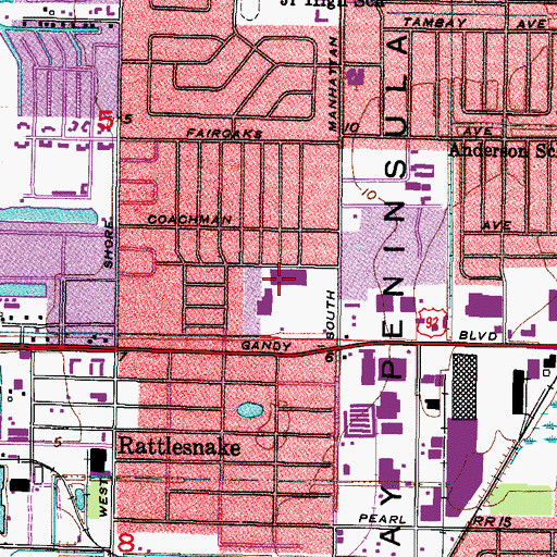 Topographic Map of Gandy Plaza, FL