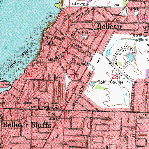 Topographic Map of Village Square at Belleaireast, FL