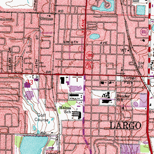 Topographic Map of Pinellas Shopping Center, FL
