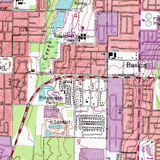 Topographic Map of Oakhurst Plaza, FL