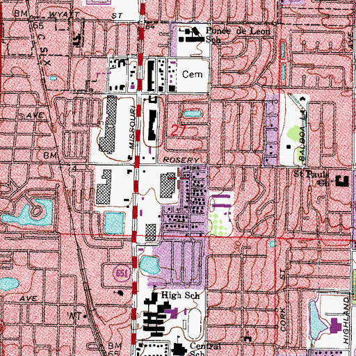 Topographic Map of Midway Shopping Center, FL