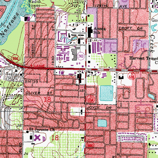 Topographic Map of Indian Rocks Shopping Center, FL