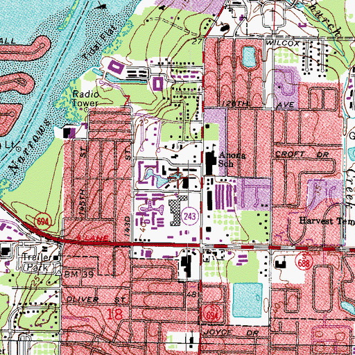 Topographic Map of Harbor Crest Shopping Center, FL