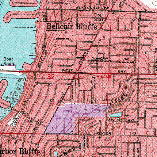 Topographic Map of Harbor Bluffs Center, FL