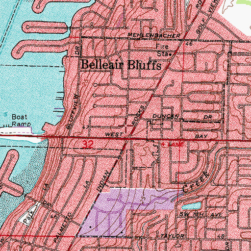 Topographic Map of Belleair Bazaar, FL