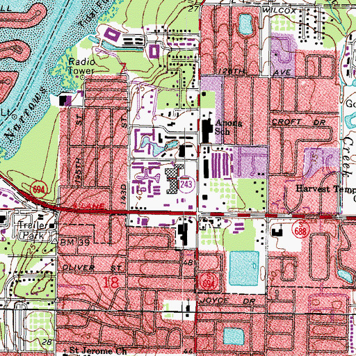Topographic Map of Hamlins Landing Shopping Center, FL