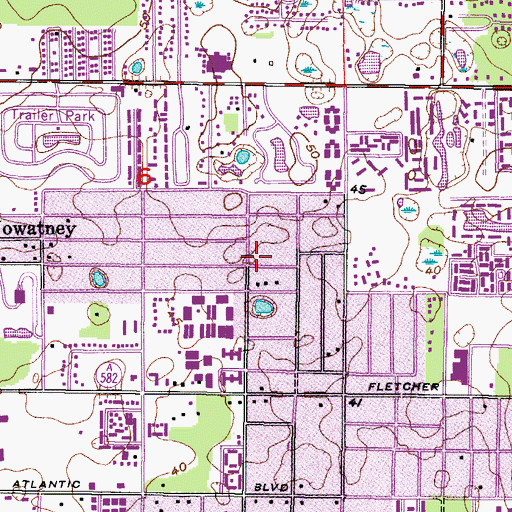 Topographic Map of Carrollwood Oaks Shopping Center, FL