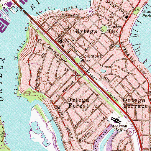 Topographic Map of Paxon Shopping Center, FL