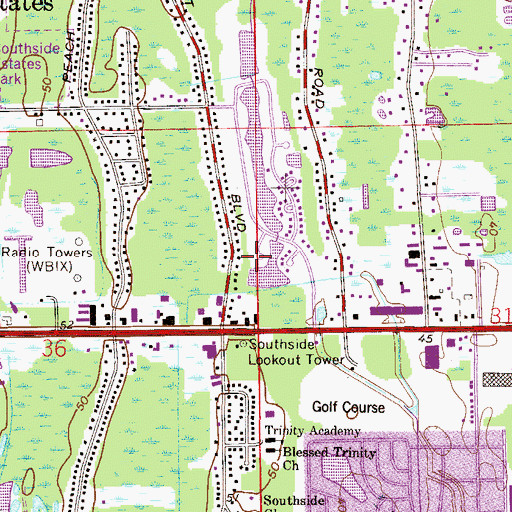 Topographic Map of South Gate Plaza, FL