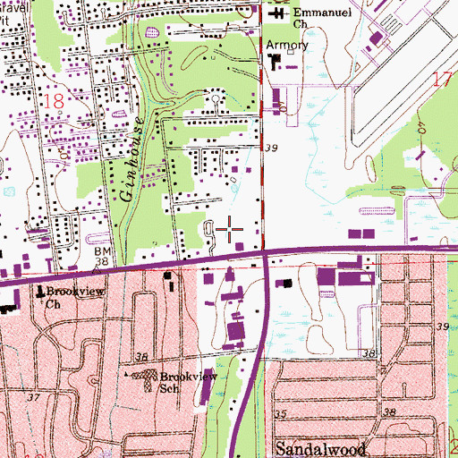 Topographic Map of Town and Country Shopping Center, FL