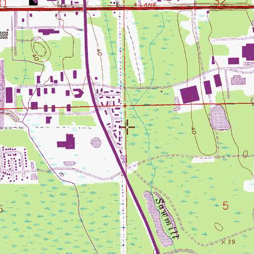 Topographic Map of University Boulevard and Terry Road Shopping Shopping Center, FL