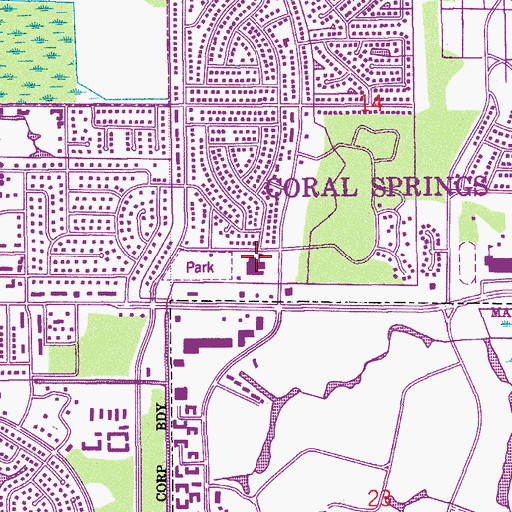 Topographic Map of James S Hunt Elementary School, FL