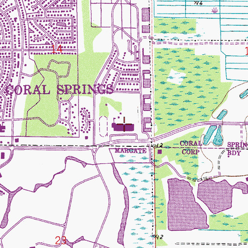 Topographic Map of Coral Springs High School, FL