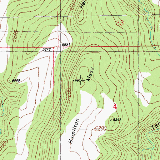 Topographic Map of Hamilton Mesa, AZ