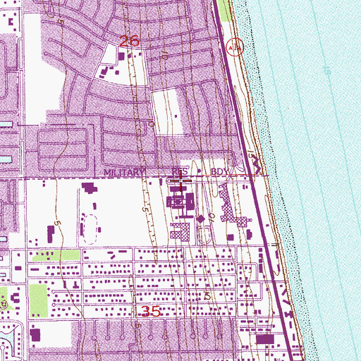 Topographic Map of Satellite Beach High School, FL