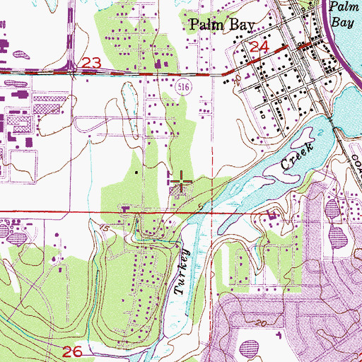 Topographic Map of Palm Bay Elementary School, FL
