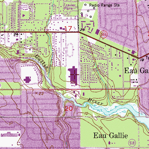 Topographic Map of Eau Gallie High School, FL