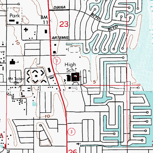 Topographic Map of Merritt Island High School, FL