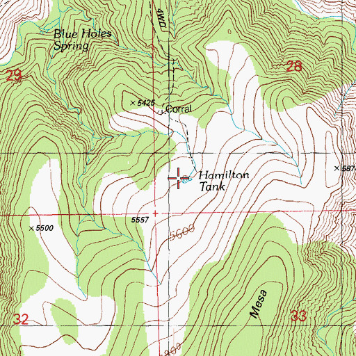 Topographic Map of Hamilton Tank, AZ