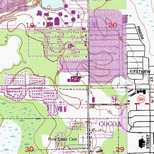 Topographic Map of Clearlake Middle School, FL