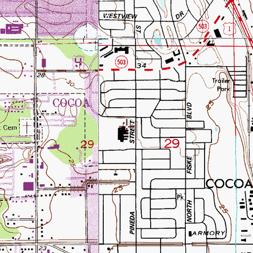 Topographic Map of Endeavour Elementary Magnet School, FL