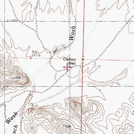 Topographic Map of Clanton Well, AZ