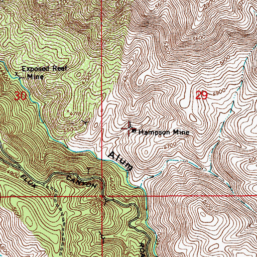 Topographic Map of Hampson Mine, AZ