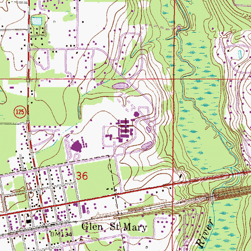 Topographic Map of Baker County High School, FL