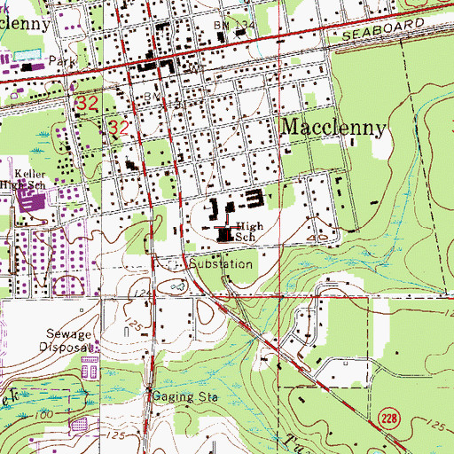 Topographic Map of Baker County Middle School, FL