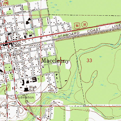 Topographic Map of Baker County Adult Center, FL