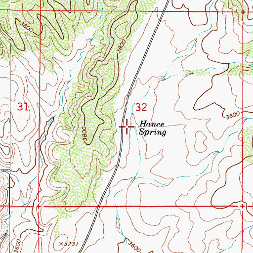 Topographic Map of Hance Spring, AZ