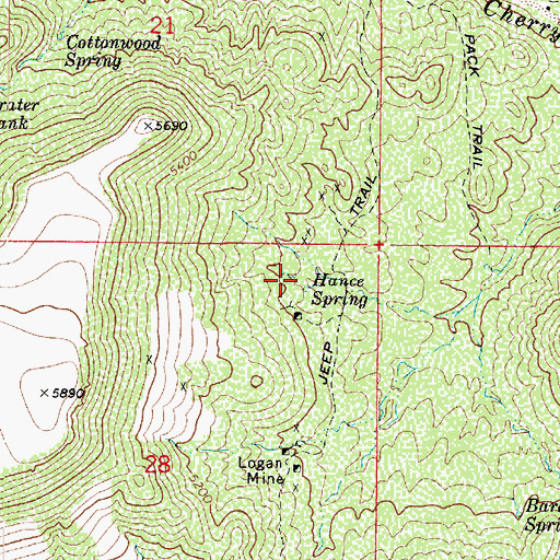 Topographic Map of Hance Spring, AZ