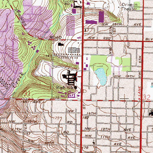 Topographic Map of Gainesville High School, FL