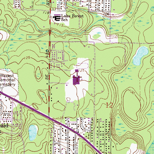 Topographic Map of Eastside High School, FL