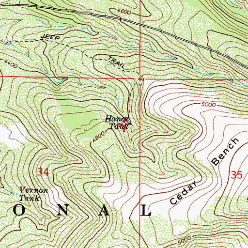 Topographic Map of Hance Tank, AZ