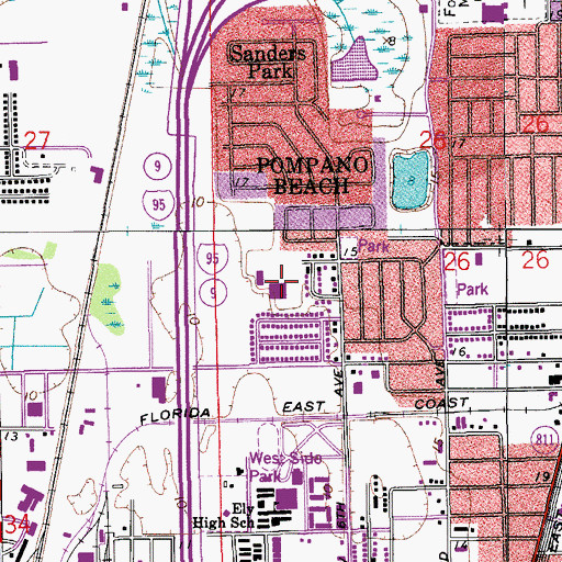 Topographic Map of Sanders Park Elementary School, FL