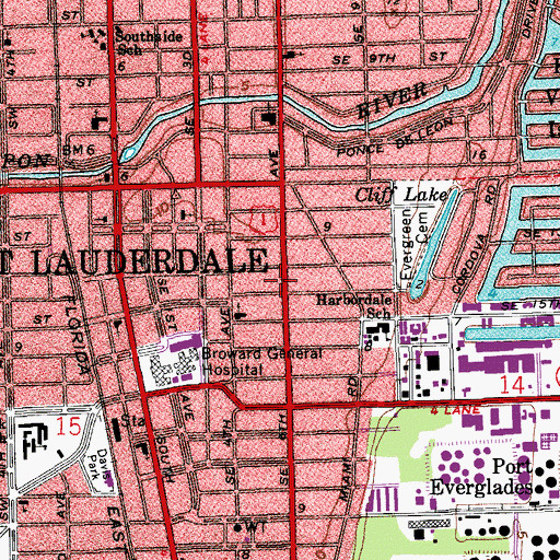 Topographic Map of Downtown Adult Center, FL