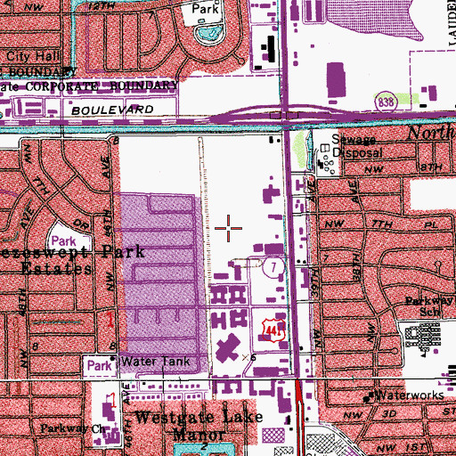 Topographic Map of Plantation Elementary School, FL
