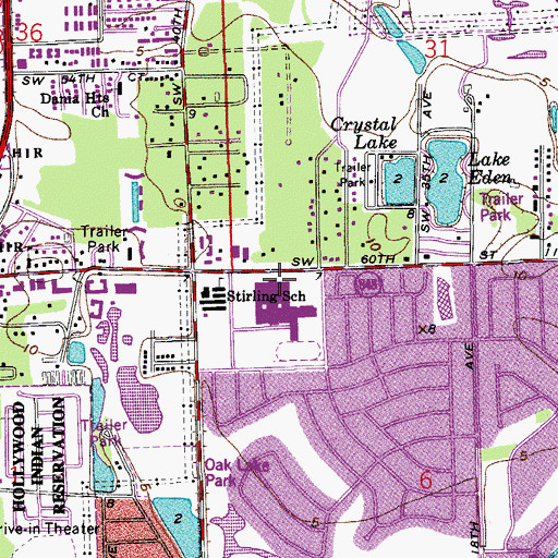 Topographic Map of Hollywood Hills High School, FL