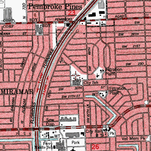 Topographic Map of Miramar Elementary School, FL