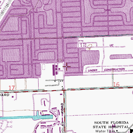 Topographic Map of Pines Middle School, FL